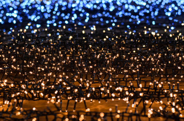 istock Blue and yellow Christmas lights 1133258941
