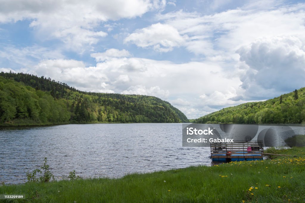 Lake Roberge Lake Roberge is located near St-Tite in Mauricie 2014 Stock Photo