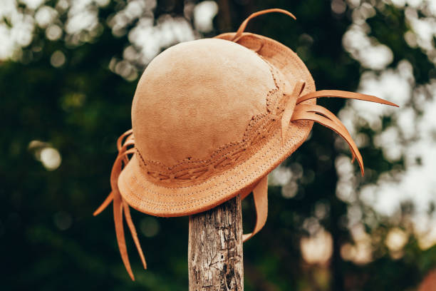 typical leather hat used by cowboys in northeastern brazil - craft traditional culture horizontal photography imagens e fotografias de stock