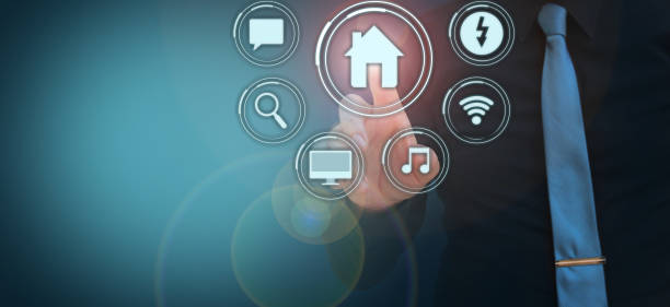 istock Smart house concept. Artificial intelligence in use in smart homes.intelligent house, and home automation app concept. 1133264650