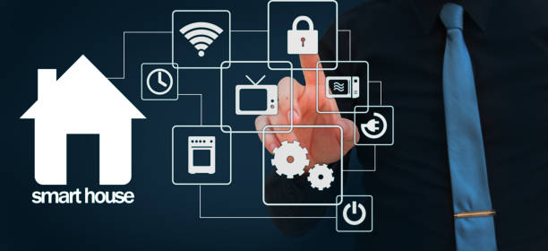istock Smart house concept. Artificial intelligence in use in smart homes.intelligent house, and home automation app concept. 1133264794