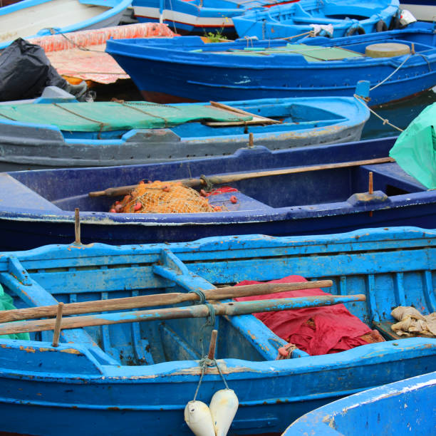 Blue Fishing Boats Background