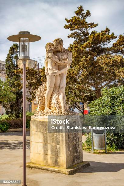The Lovers Statue In Howard Gardens Between Irrabat And Mdina Malta Stock Photo - Download Image Now