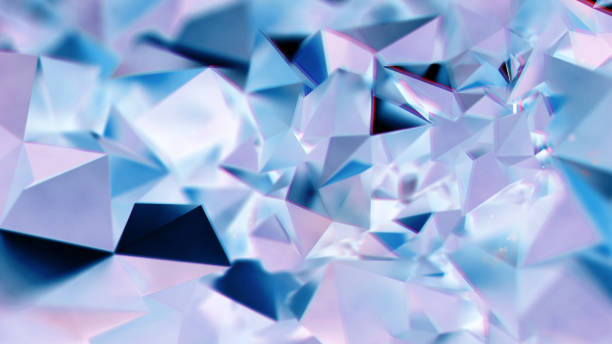 abstract purple and blue crystal triangular bg - diamond shaped fotos imagens e fotografias de stock