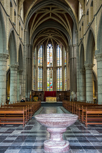 Aubel, Belgium - July 30, 2016: Val-Dieu Abbey Church interior