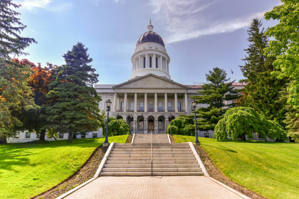 Maine State House The Maine State House in Augusta, Maine is the state capitol of the State of Maine. The building was completed in 1832, one year after Augusta became the capital of Maine. united states capitol rotunda photos stock pictures, royalty-free photos & images