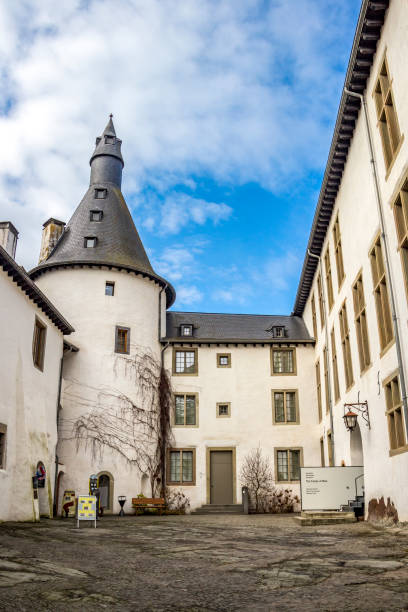 Clervaux Castle at Clervaux, Luxembourg Clervaux, Luxembourg - February 19, 2017: The buildings of Clervaux Castle bailey castle stock pictures, royalty-free photos & images