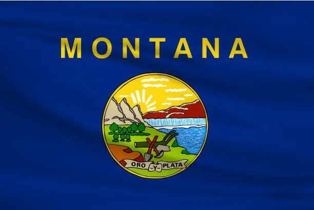 Vector illustration of Montana Waving Flag