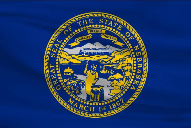 Vector illustration of Nebraska Waving Flag