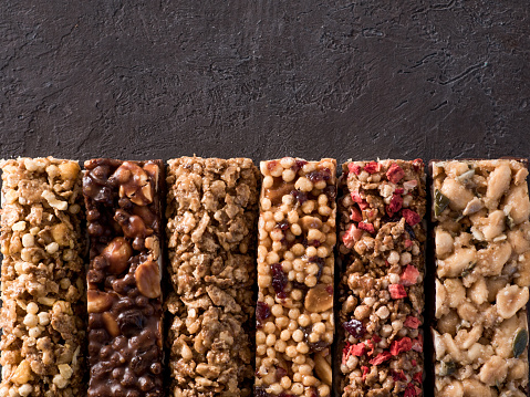 Set of different granola bars