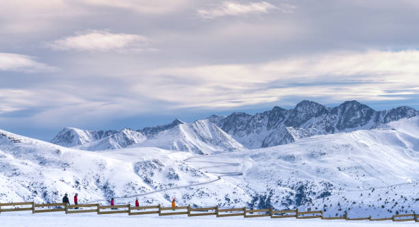 Snowy Mountains in Andorra Picture of snowy Pyreenes mountain landscape in ski resort of El Tarte, Andorra. andorra photos stock pictures, royalty-free photos & images