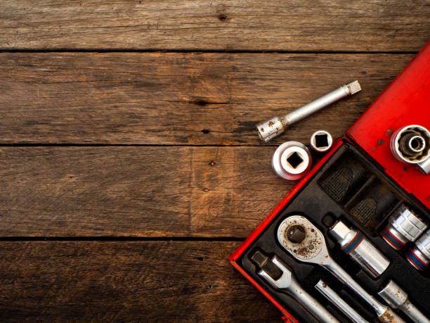 Free Stock Photo of Close-up shot of tools and screws on wooden surface ...