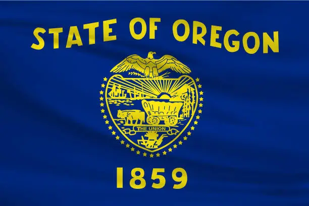 Vector illustration of Oregon Waving Flag