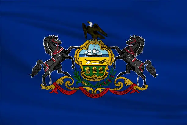 Vector illustration of Pennsylvania Waving Flag