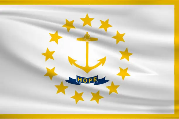 Vector illustration of Rhode Island Waving Flag