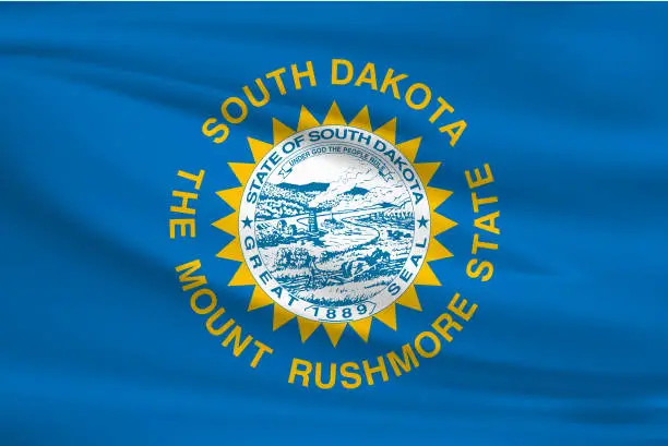 Vector illustration of South Dakota Waving Flag