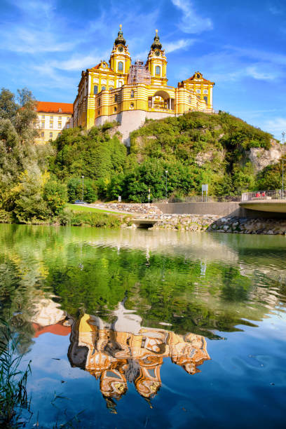 View of the historic Melk Abbey, Austria stock photo