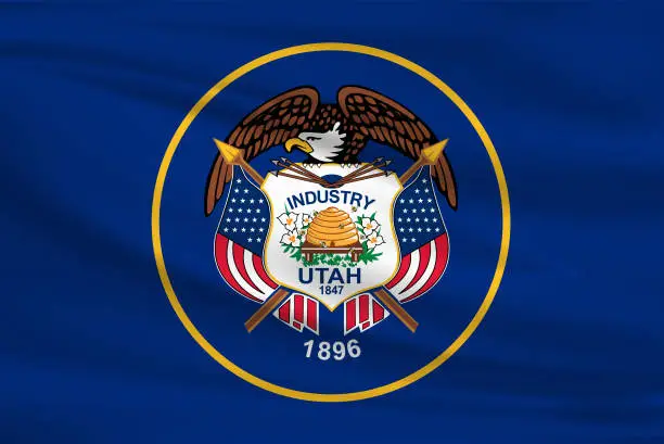 Vector illustration of Utah Waving Flag