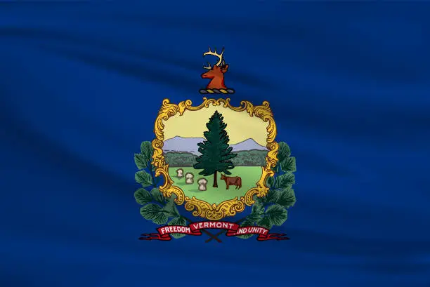 Vector illustration of Vermont Waving Flag