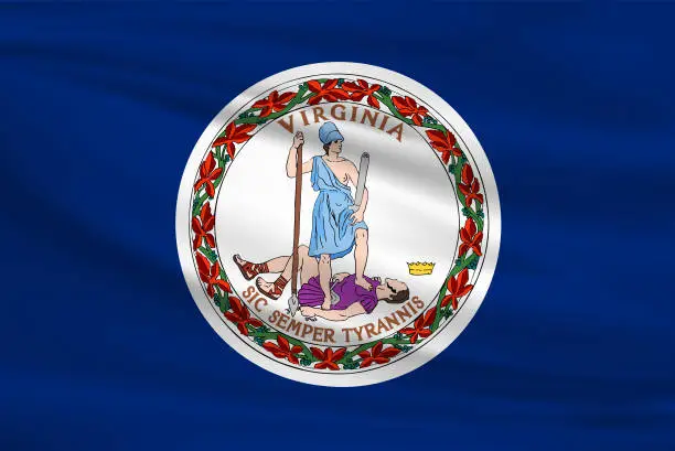 Vector illustration of Virginia Waving Flag