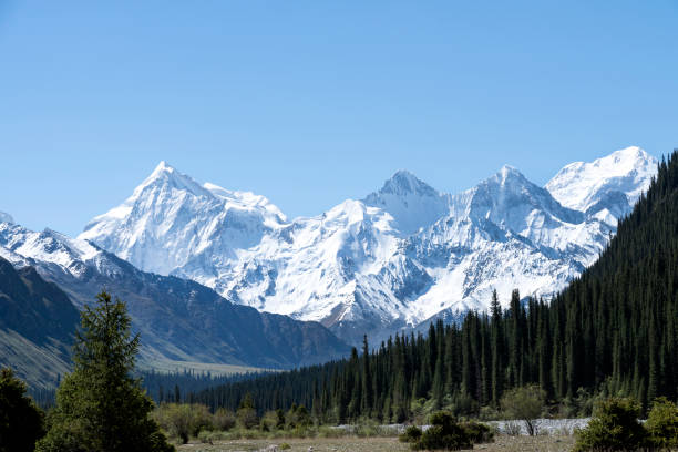 istock Valleys and snowy mountains against a blue sky 1133293774