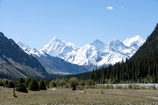 istock Valleys and snowy mountains against a blue sky 1133293775
