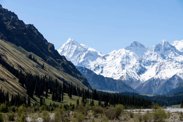 istock Valleys and snowy mountains against a blue sky 1133294070