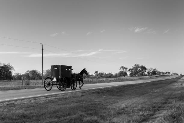 オクラホマ州の高速道路上の馬と馬車 - fashion old fashioned old social issues ストックフォトと画像
