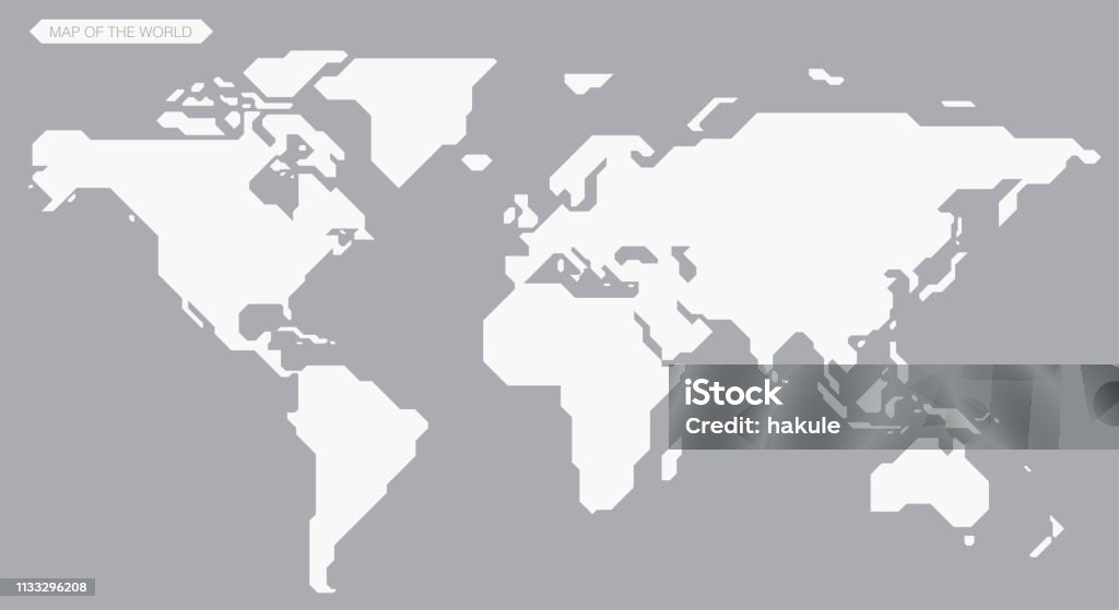 carte simple de ligne droite du monde, fond vectoriel - clipart vectoriel de Planisphère libre de droits