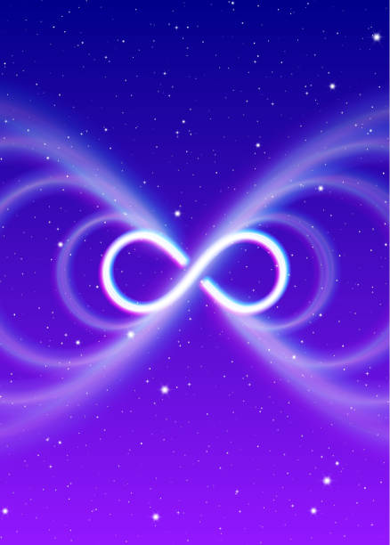 istock Magic infinity symbol, lemniscate or sideways eight spreads the mystic shiny energy in spiritual space 1133296859
