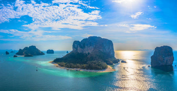 aerial view Poda archipelago in Krabi Thailand aerial photography Koh Poda is one the most popular islands in Krabi archipelago. "n koh poda stock pictures, royalty-free photos & images