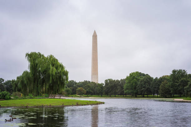 istock President George Washington Monument in Washington DC on a cloudy rainy day 1133320099