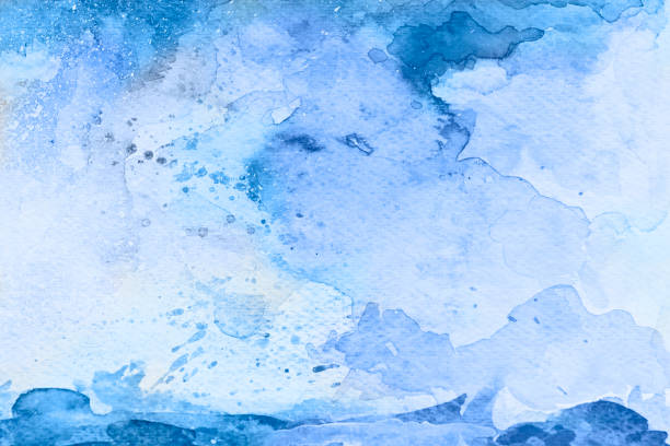 istock Blue watercolor background - abstract ocean, waves and sky 1133322883