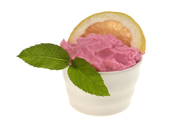 Mass in a ramekin on a white background