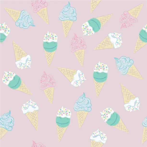 Vector illustration of Pattern of ice cream wafers in pastel colors.