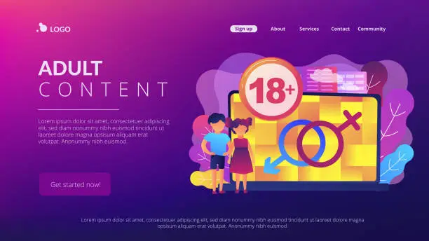 Vector illustration of Adult content concept landing page.