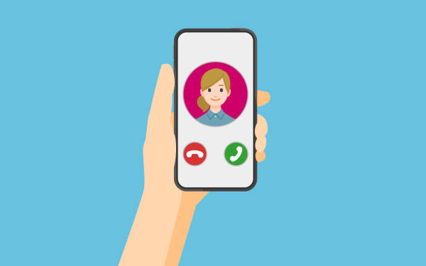 Incoming call on smartphone screen vector art illustration
