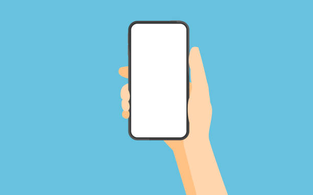 Smartphone with blank white screen vector art illustration