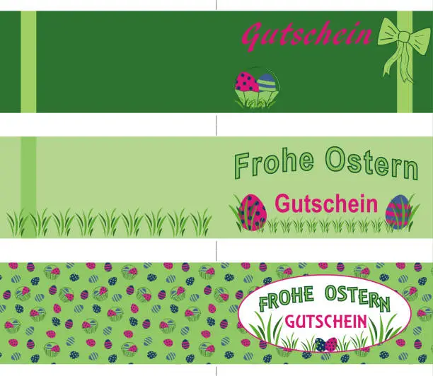 Vector illustration of Voucher cards for Easter, double in DIN long.