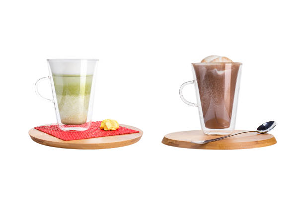 istock Latte and coffee cocktail in glass mugs on a white background. 1133328782