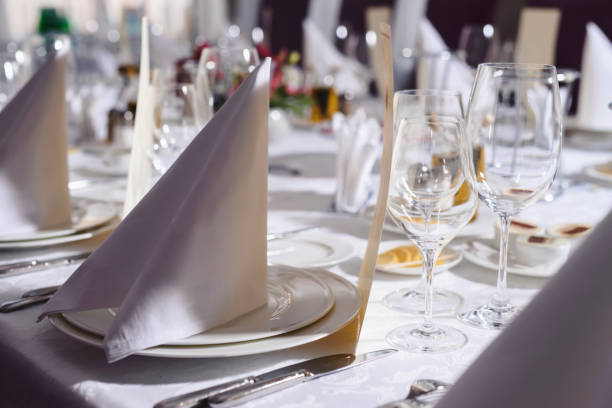 istock Valentines day or wedding meal background. Romantic holiday table setting. Restaurant concept. Flat lay 1133329157