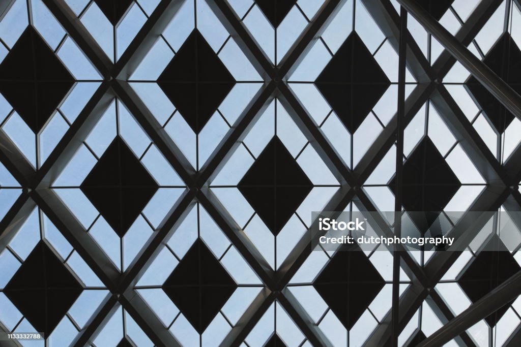 Glass roof of The Hague's central railway station Architecture Stock Photo