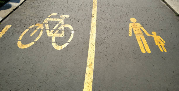 istock Road marking pedestrians and only bicycle 1133334797
