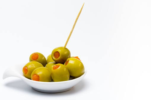 The olives stuffed with peppers is a variant of the typical table olives. An appetizer for healthy tapas.