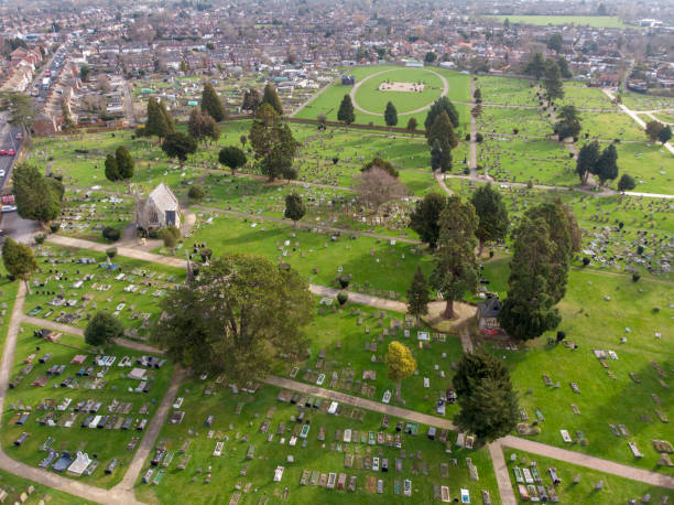 istock Aerial photo showing a graveyard 1133336883
