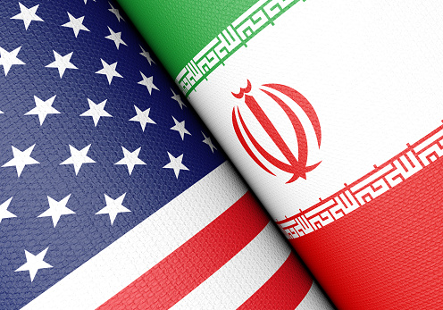 American And Iranian Flag Pair