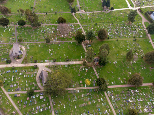 istock Aerial photo showing a graveyard 1133337428