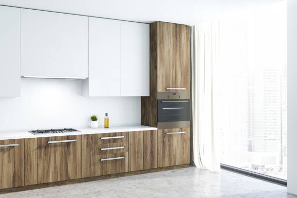 istock Loft white and wooden kitchen corner 1133338487