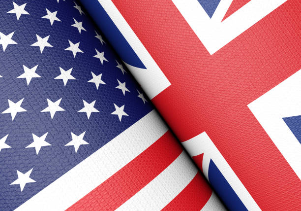イギリスとアメリカ合衆国の旗のペア - english flag british flag flag british culture ストックフォトと画像