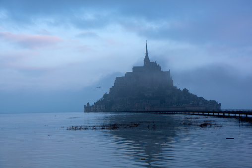 Le Mont Saint Michel sunrise with fog long exposure normandy France
